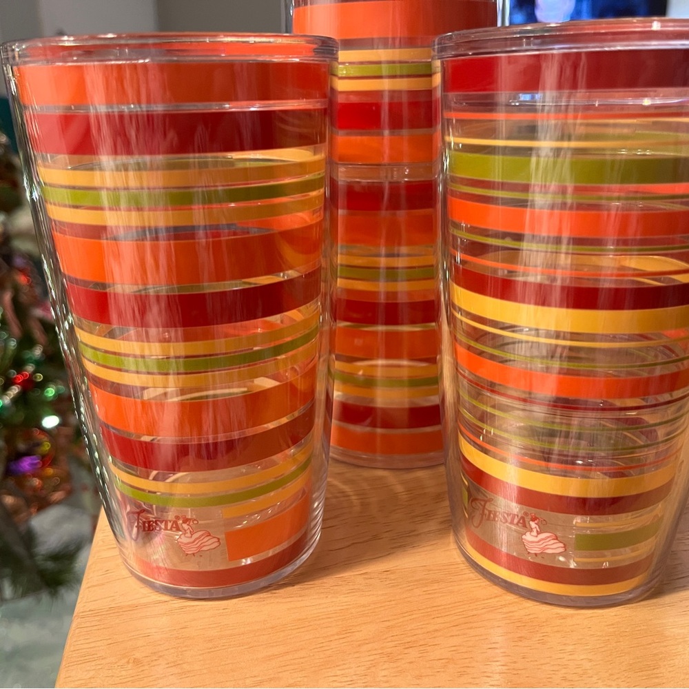 Fiestaware Tervis striped tumbler glasses
